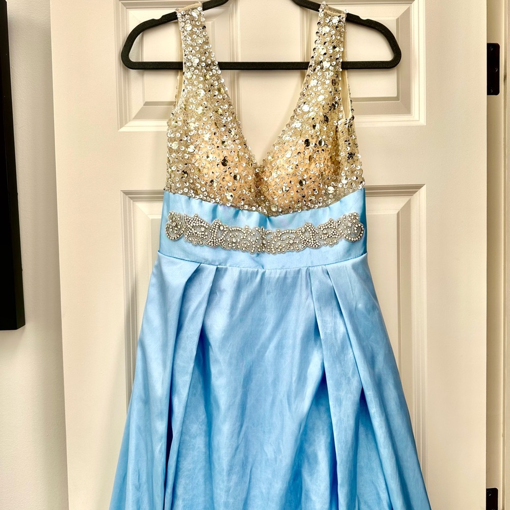 Blue Hebeos Size Small 4/6 dress long Sequins Jewels - Picture 3 of 8